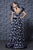 MNM Couture - K3584 Fully Embroidered V-neck A-line Gown in Black and Blue
