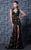 MNM Couture - K3599 Floral Embroidered Fitted Evening Gown In Black