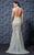 MNM Couture - K3600 Deep V-neck Mesh Embellished Sheath Gown In Green