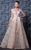 MNM Couture - K3604 Cap Sleeved Illusion A-line Gown In Neutral