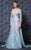 MNM Couture - K3609 Bedazzled Deep Off-Shoulder Dress in Blue and Green