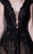 MNM Couture - K3617 Embroidered Scalloped Deep V-neck Ballgown in Black and Blue