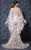 MNM Couture - K3619 Embroidered Mermaid Dress With Cape Accent in White and Neutral