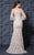 MNM Couture - K3620 Lace Embroidered Long Sleeve Trumpet Dress in White and Neutral