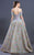 MNM COUTURE - K3637 Floral Applique Off-Shoulder A-line Dress in Pink Blue