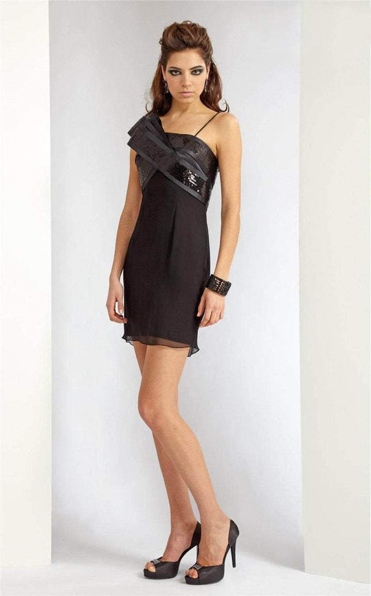 Janique - K-38S Sequined Oversized Ribbon Dress In Black