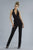 Janique - Sleeveless Beaded Halter Neck Peplum Accented Pantsuit K6548 In Black