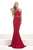 Janique K6557 - Alluring Halter Mermaid Dress with Lace Appliques In Red