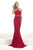 Janique K6557 - Alluring Halter Mermaid Dress with Lace Appliques In Red