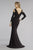 Janique K6573 - Captivating Long Sleeve Mermaid Gown with Crystallized Cuffs  In Black