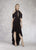 Janique - K6593 Draped High Neck High Low Evening Dress In Black
