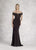 Janique - K6596 Off-Shoulder Sequined Illusion Inset Sheath Gown In Black