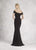 Janique - K6596 Off-Shoulder Sequined Illusion Inset Sheath Gown In Black