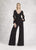 Janique - K6598 Long Sleeve V-neck Jumpsuit In Black