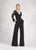 Janique - K6598 Long Sleeve V-neck Jumpsuit In Black