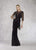 Janique - K6603 Floral Embroidered Fringe Evening Dress In Black
