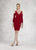 Janique - K6611 Pearl Embellished Cuff V Neck Evening Dress In Red