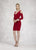 Janique - K6611 Pearl Embellished Cuff V Neck Evening Dress In Red