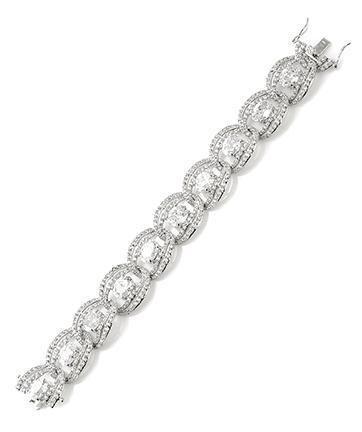 CZ by Kenneth Jay Lane - Interlocking Links Bracelet in Silver
