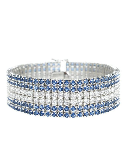 CZ by Kenneth Jay Lane - 6 Row Sapphire and CZ Bracelet in Blue