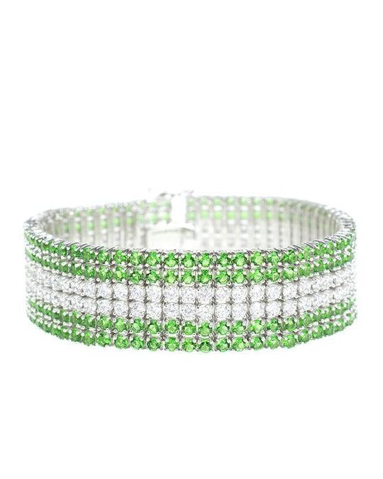 CZ by Kenneth Jay Lane - 6 Row Emerald and CZ Bracelet in Green