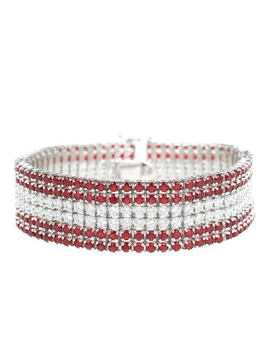 CZ by Kenneth Jay Lane - 6 Row Ruby and CZ Bracelet in Red