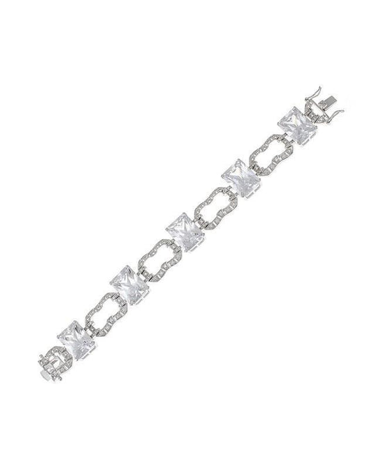 CZ by Kenneth Jay Lane - Emerald Cut Link Bracelet in Silver