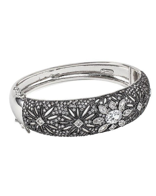 CZ by Kenneth Jay Lane - Floral Pave Bracelet in Silver
