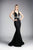 Cinderella Divine Illusion Plunge Bodice Glitter Mermaid Gown KC1875 In Black