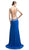 Cinderella Divine - Beaded V-neck Sheath Dress With Slit