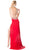 Cinderella Divine - Beaded V-neck Sheath Dress With Slit