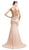 Cinderella Divine - Sleeveless Beaded Halter Neck Sheath Dress in Neutral
