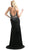 Cinderella Divine - Sleeveless Beaded Halter Neck Sheath Dress in Black