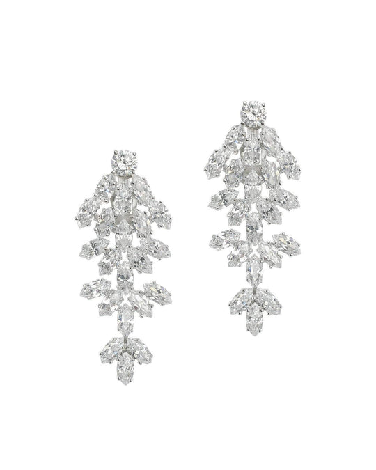 CZ By Kenneth Jay Lane - Marquise CZ Waterfall Clip Earring In Silver