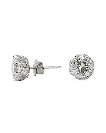 CZ by Kenneth Jay Lane - Crown Prong Studs in Silver