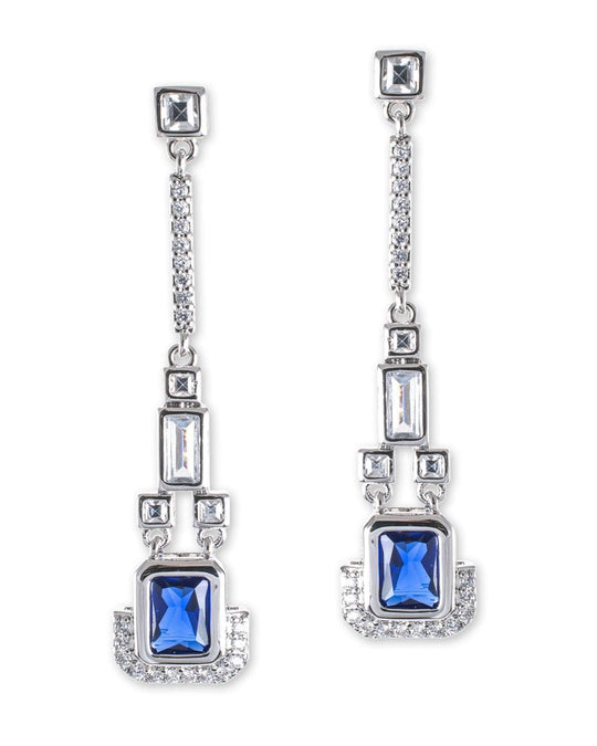 CZ By Kenneth Jay Lane - Sapphire Art Deco Earring
