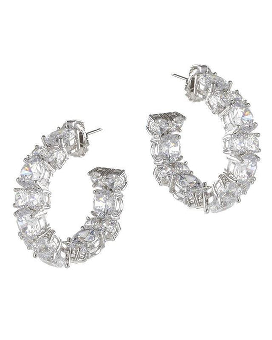 CZ By Kenneth Jay Lane - Statement Hoop Earrings In Silver