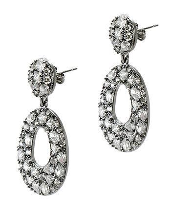 CZ by Kenneth Jay Lane - Open Oval Drop Earrings In Silver