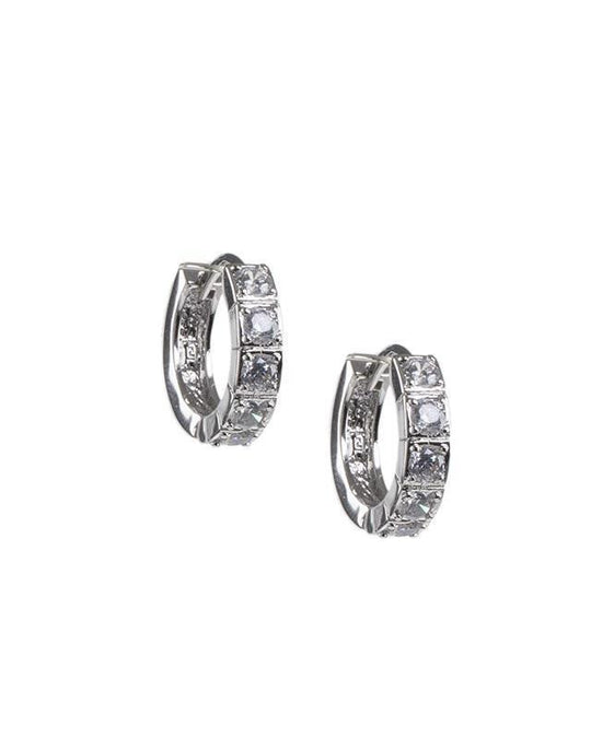 CZ By Kenneth Jay Lane - Round CZ Huggie In Silver