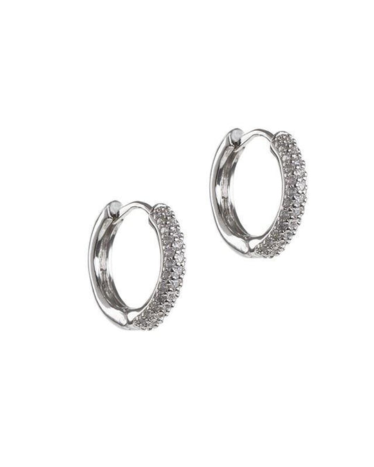 CZ By Kenneth Jay Lane - Pave Mini Hoop Earrings In Silver