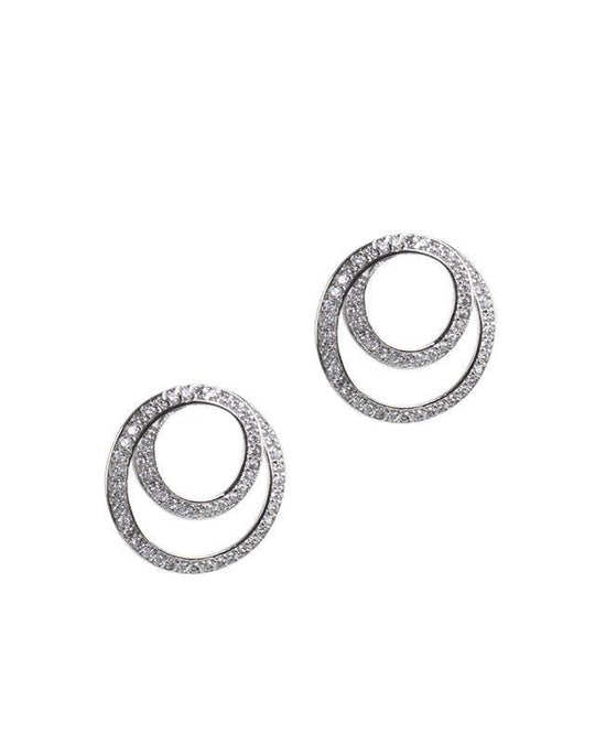 CZ by Kenneth Jay Lane - Double Pave Circle Earrings in Silver
