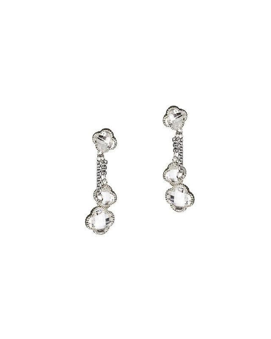 CZ by Kenneth Jay Lane - Double Drop Clover Earrings in Silver