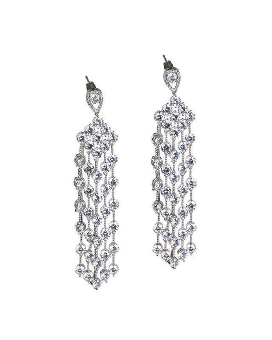 CZ By Kenneth Jay Lane - Round Fringe Earrings In Silver