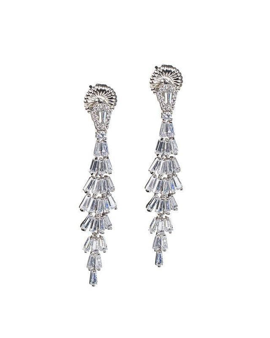 CZ By Kenneth Jay Lane - Tiered Baguette Drop Earrings In Silver