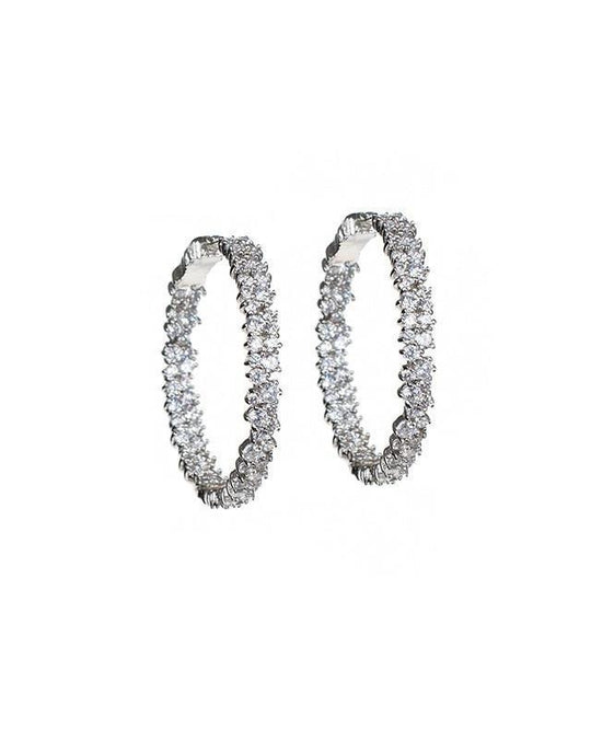CZ By Kenneth Jay Lane - Round Cluster Hoop Earrings In Silver