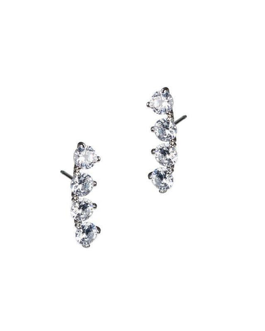 CZ by Kenneth Jay Lane - Round CZ Ear Crawler in Silver