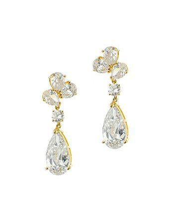 CZ by Kenneth Jay Lane - Pear Drop Clip On Earrings in Gold
