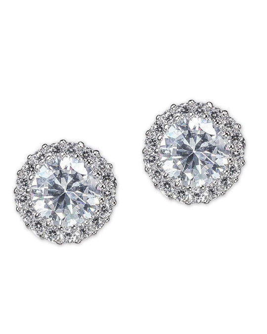 CZ by Kenneth Jay Lane - Classic Pavé Round Pierced Stud Earring