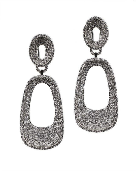 CZ by Kenneth Jay Lane - Open Oval Drop Earrings in Silver