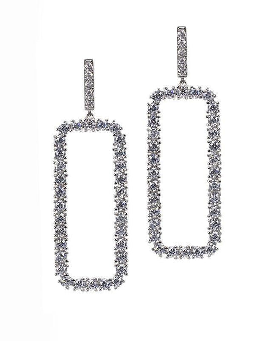 CZ By Kenneth Jay Lane - Open Rectangle Earrings In Silver